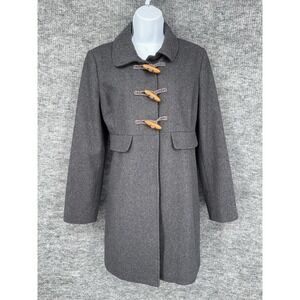 Old Navy Coat Womens Medium Gray Wool Blend Toggle Front Mid Length Lined